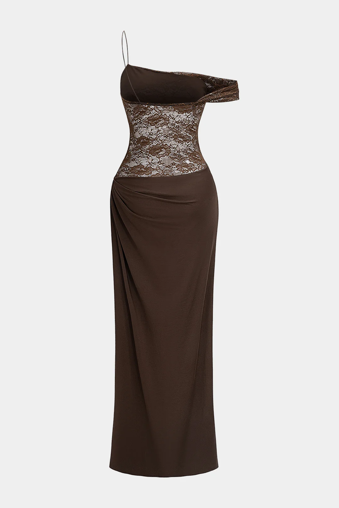 Floral Lace Patchwork Ruched Backless Sleeveless Maxi Dress