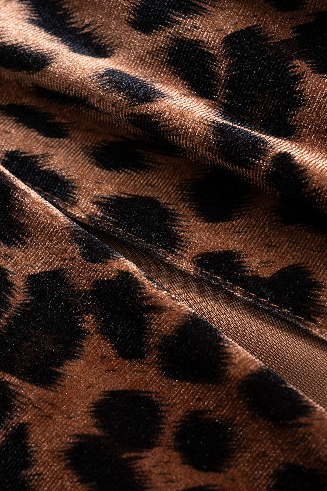 Leopard Print Metallic Decor Round Neck Zipper Short-Sleeve Maxi Dress