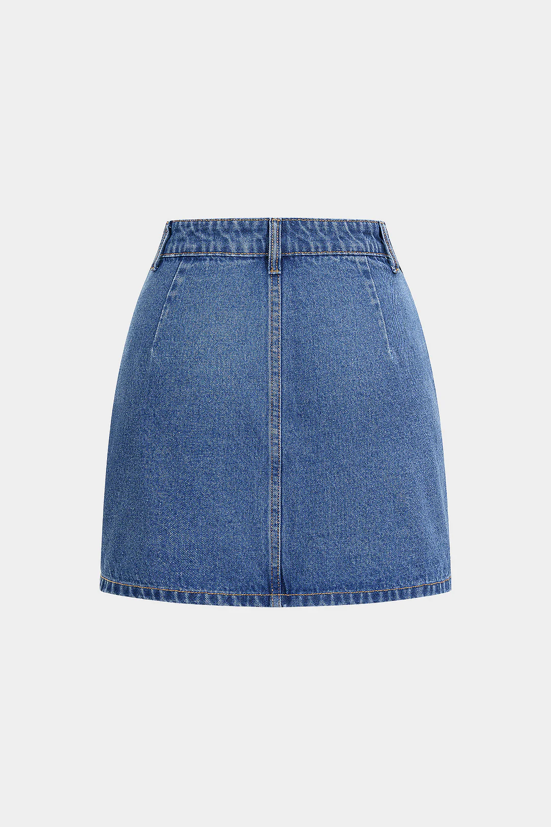Denim Faux Leather Patchwork Skirt
