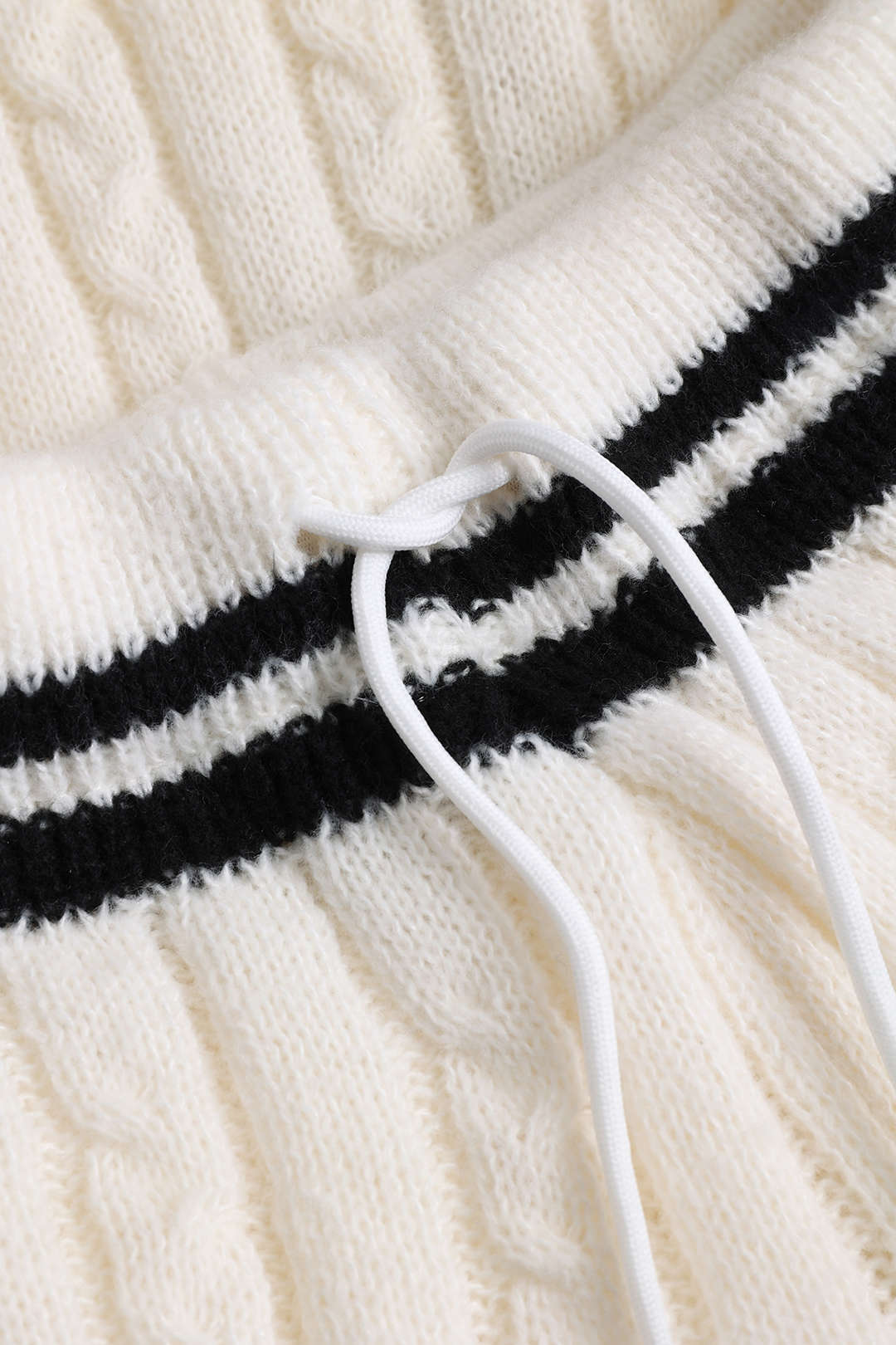 Contrast Knit Zipper Long Sleeve Top And Tie Front Shorts Set