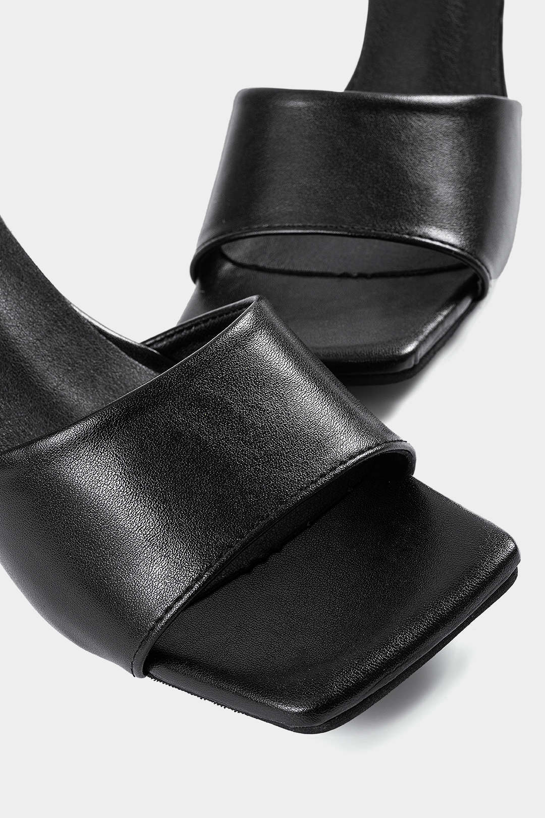 Square Open-Toe Faux Leather Sandals