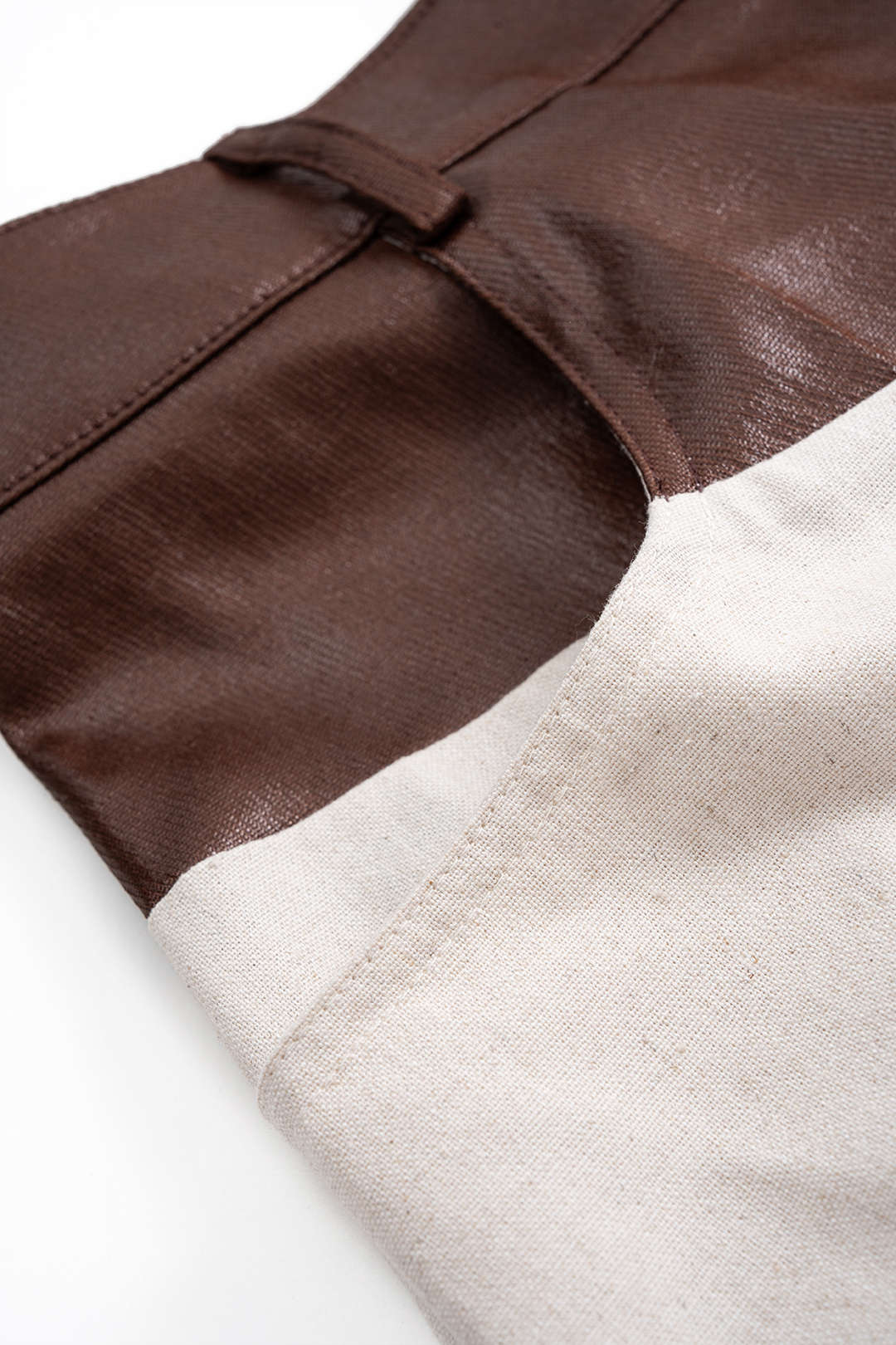 Faux Leather Ruched Patchwork Barrel Pants