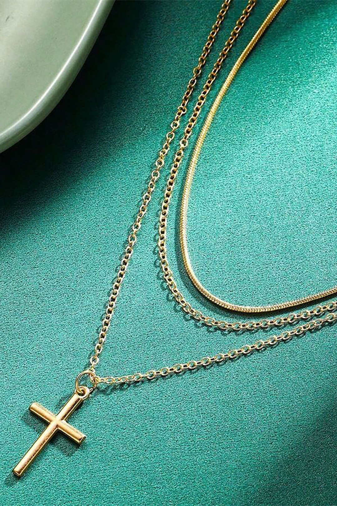 Layered Lock Pendant Chain Necklace