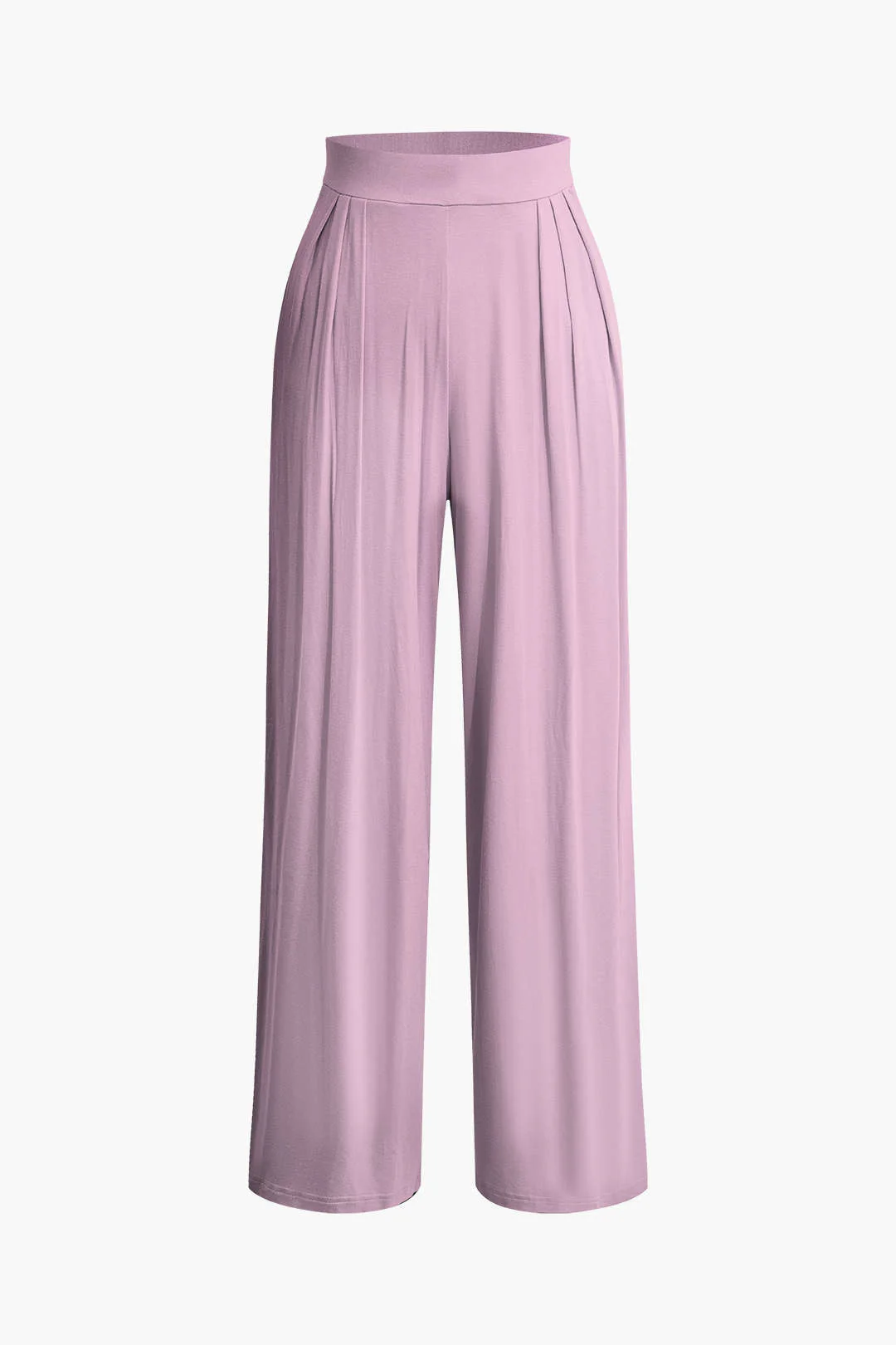 Tie Knot Front Ruched Tube Top and Pleated Wide-Leg Pants Set