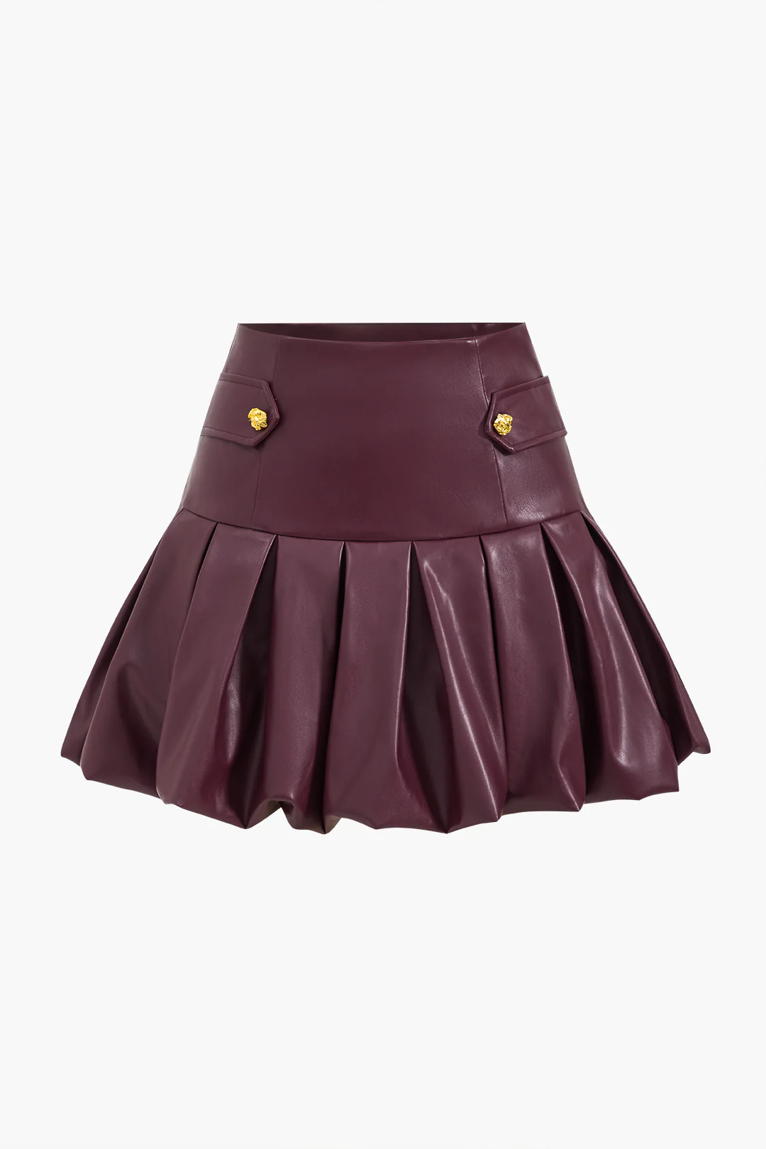 Faux Leather Ruched Zippered High-Waisted Skirt