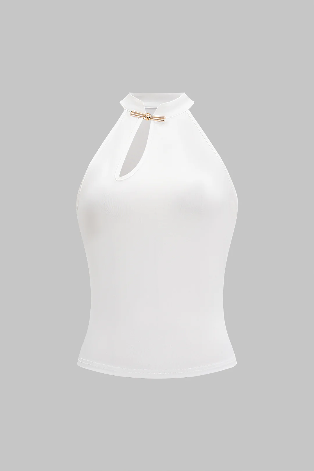 Cut Out Stand Collar Sleeveless Cami Top