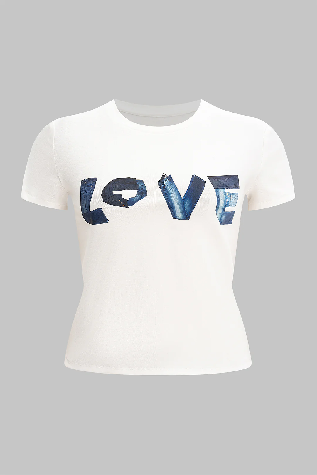 Plus Size Letter Print Round Neck Short Sleeve T-Shirt