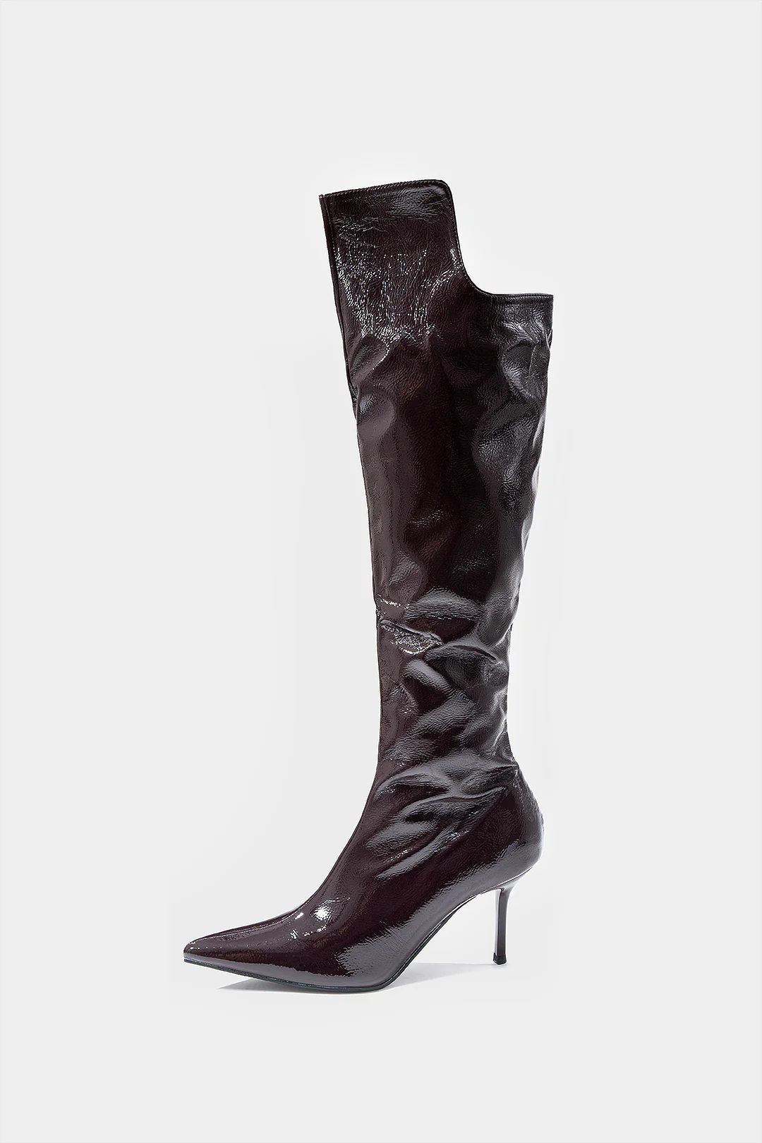 Leather Pointed Toe Zipper Knee High Boots
