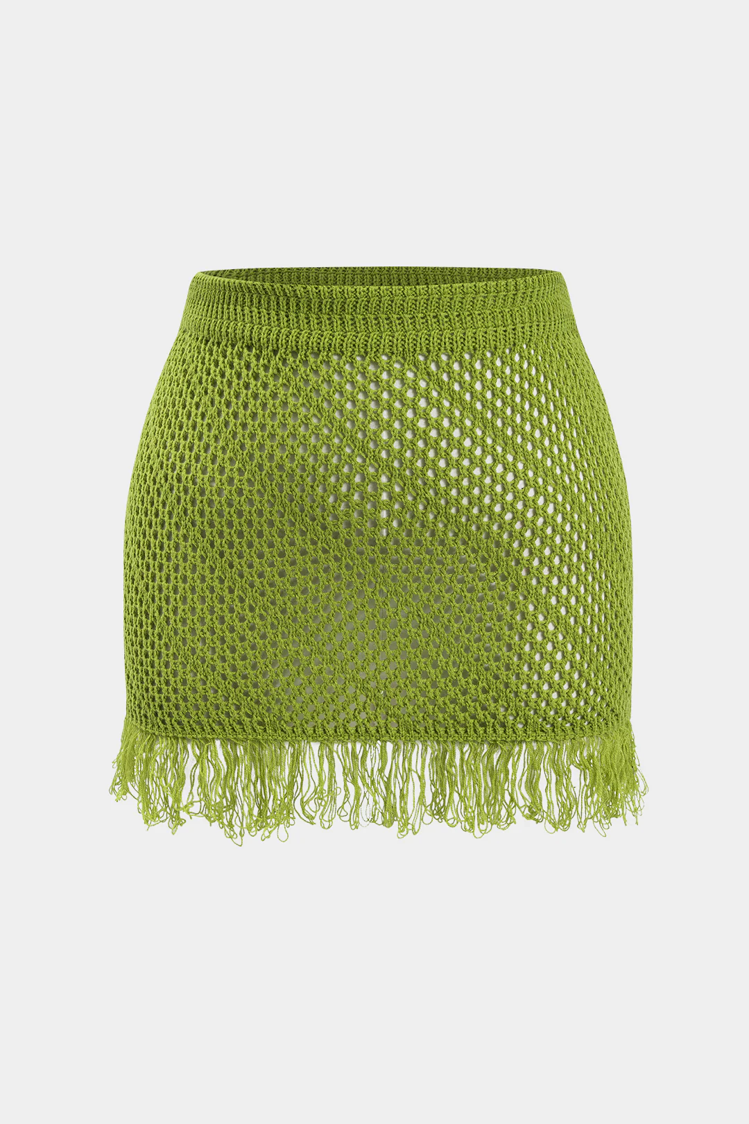 Plus Size Knitted Fringe High-Waist Skirt