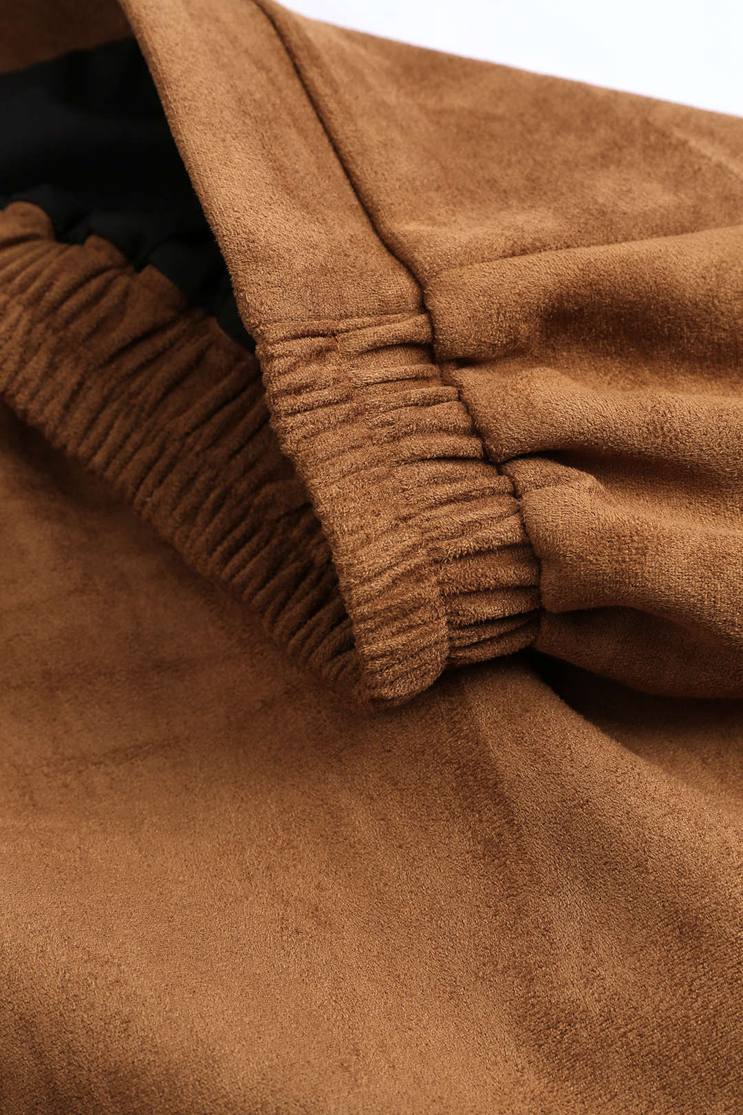 Suede Lace Patchwork Slit Skirt