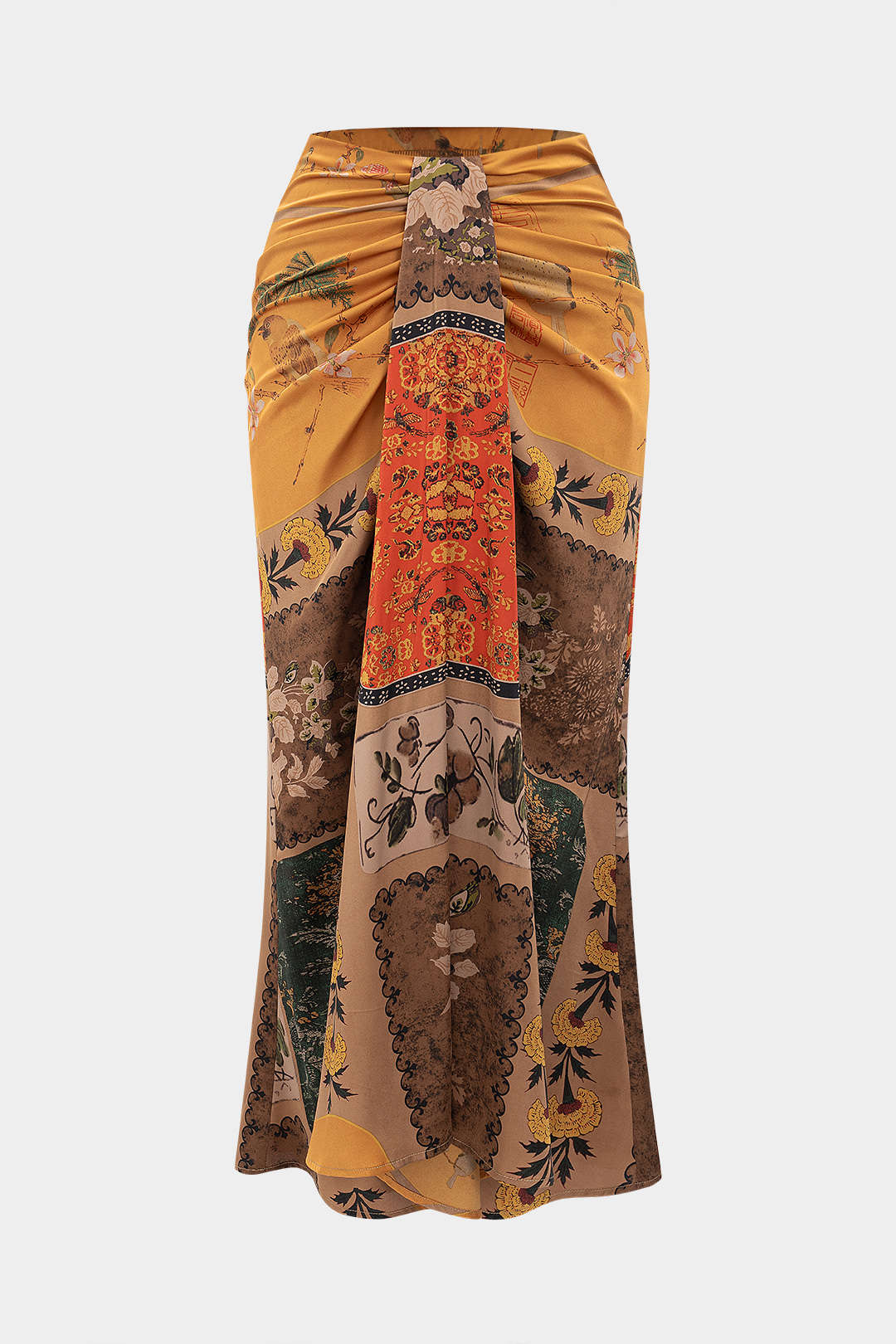 Floral Print Ruched Skirt