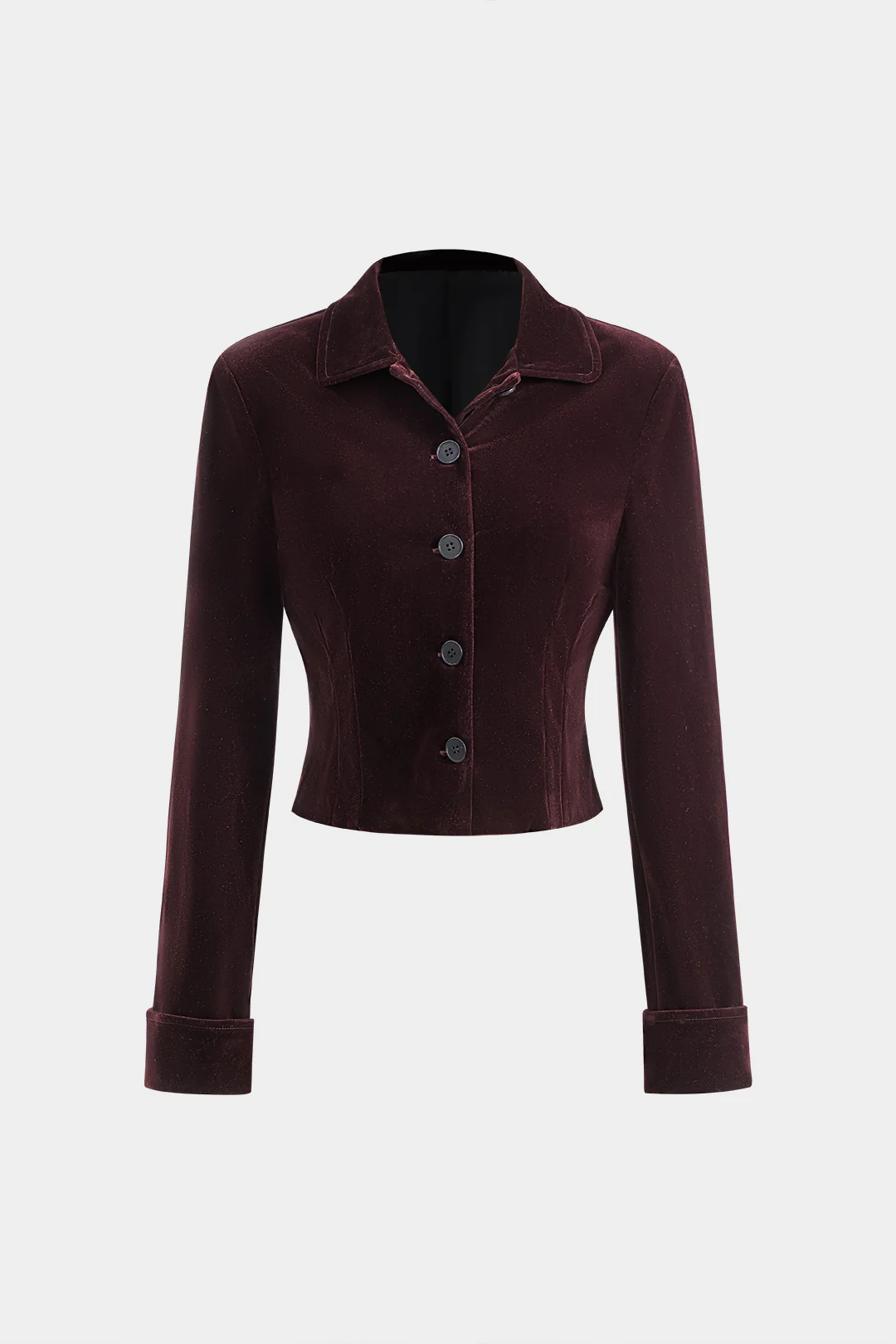 Velvet Button Long Sleeve Top and Belted Skirt Ensemble