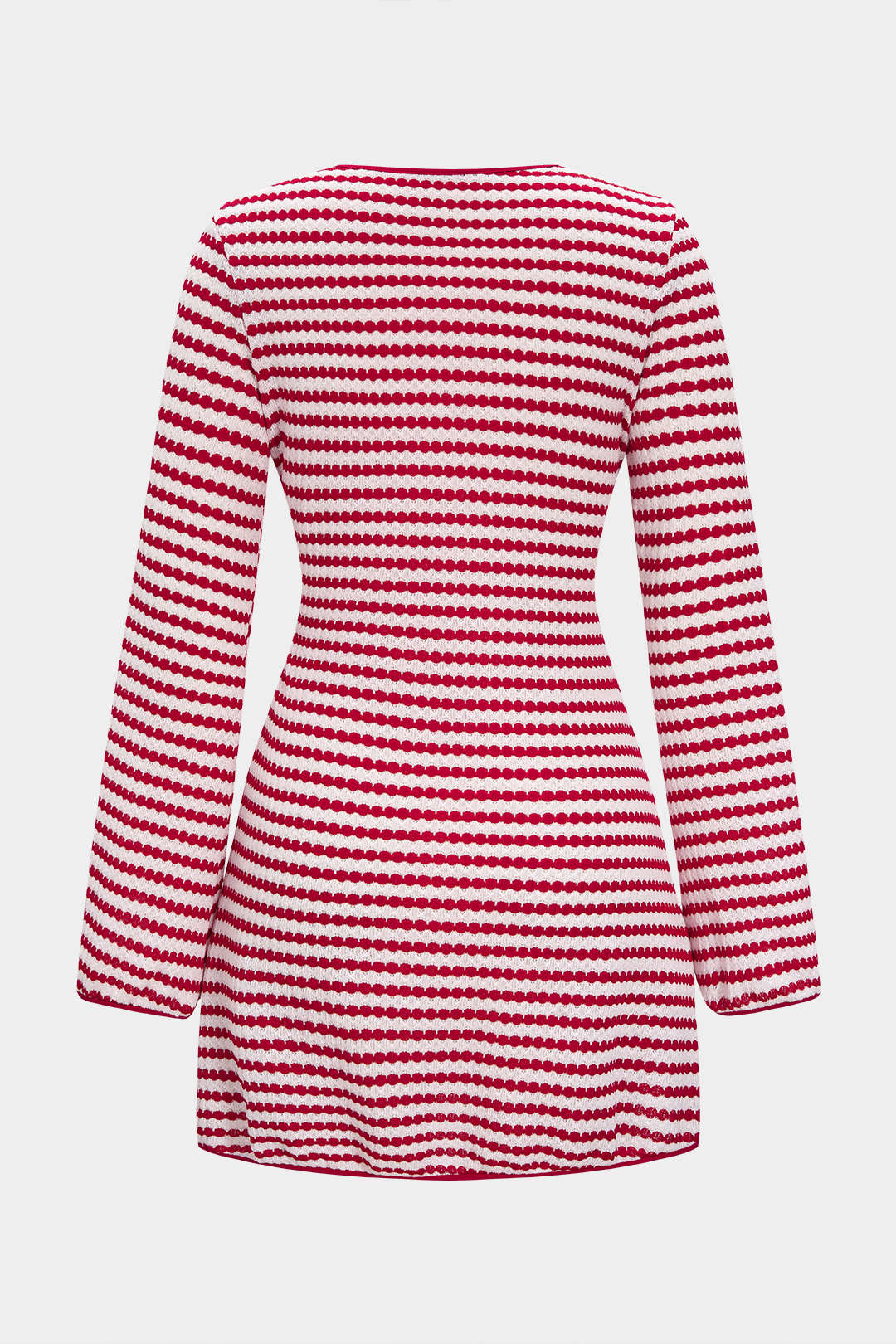 Stripes Print Knit Round Neck Long Sleeve Dress