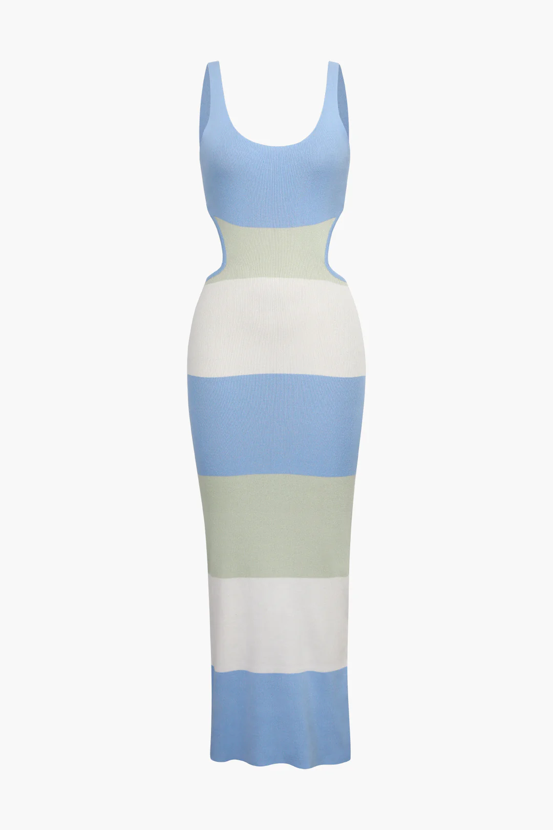 Multicolor Striped Knitted Backless Maxi Dress
