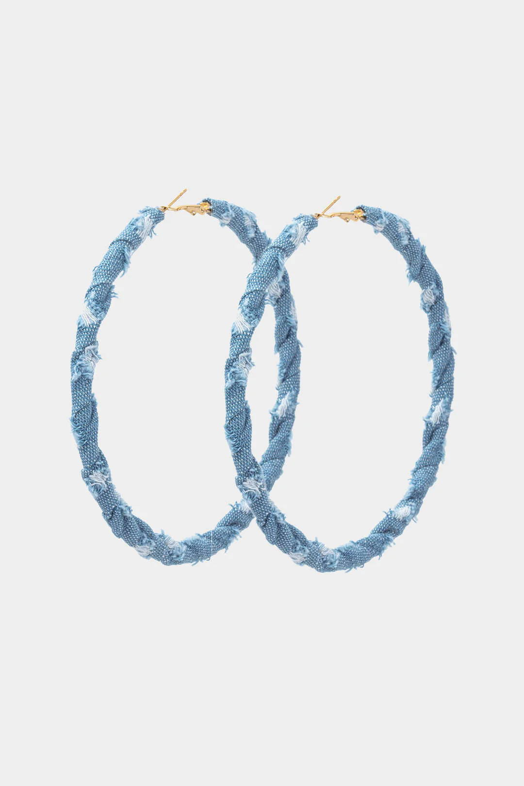 Distressed Denim Circular Earrings
