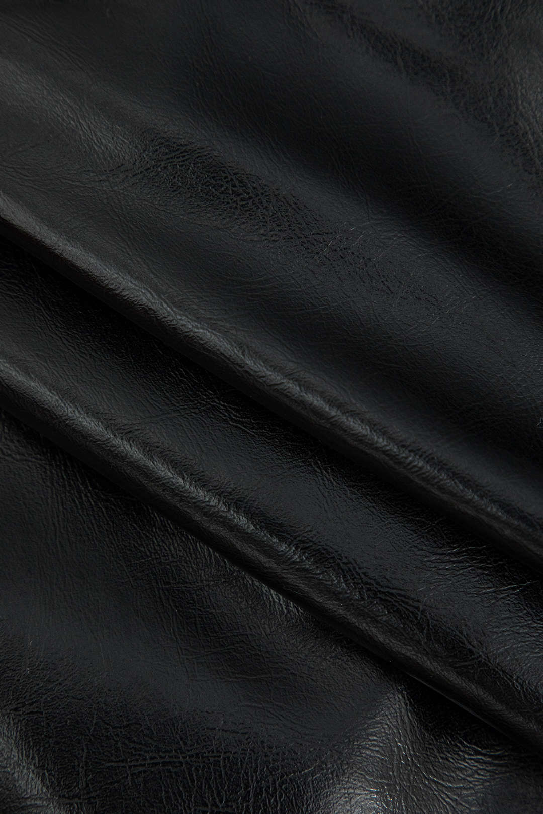 Contrasting Faux Leather and Linen Slit Asymmetrical Skirt