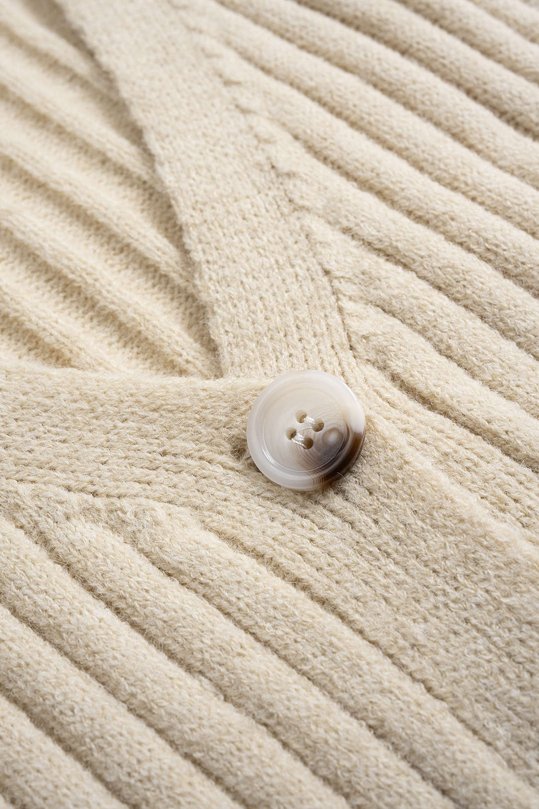 Knit Ribbed Button Long-Sleeve Top And Bell Leg Trousers Set