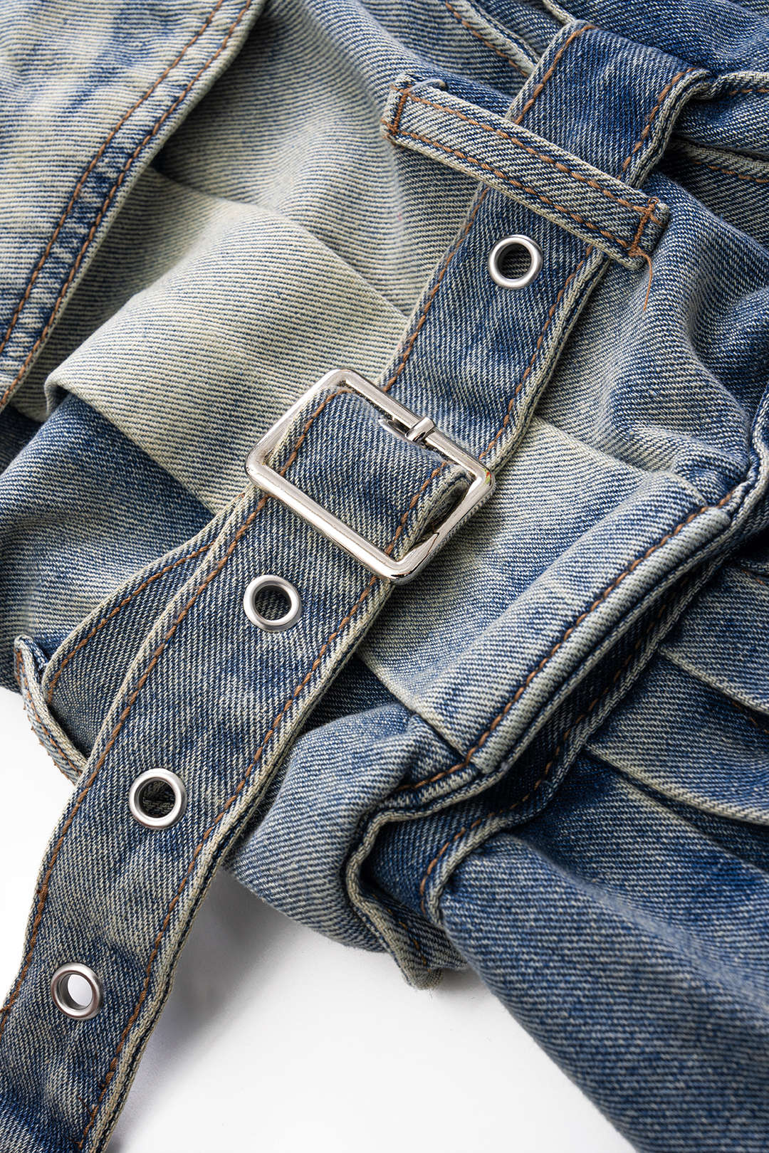 Pleated Pocket Denim Jeans