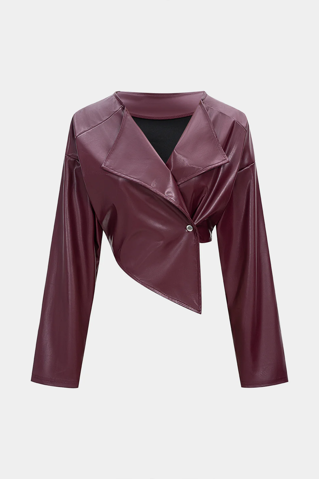 Faux Leather Notched Lapel Jacket
