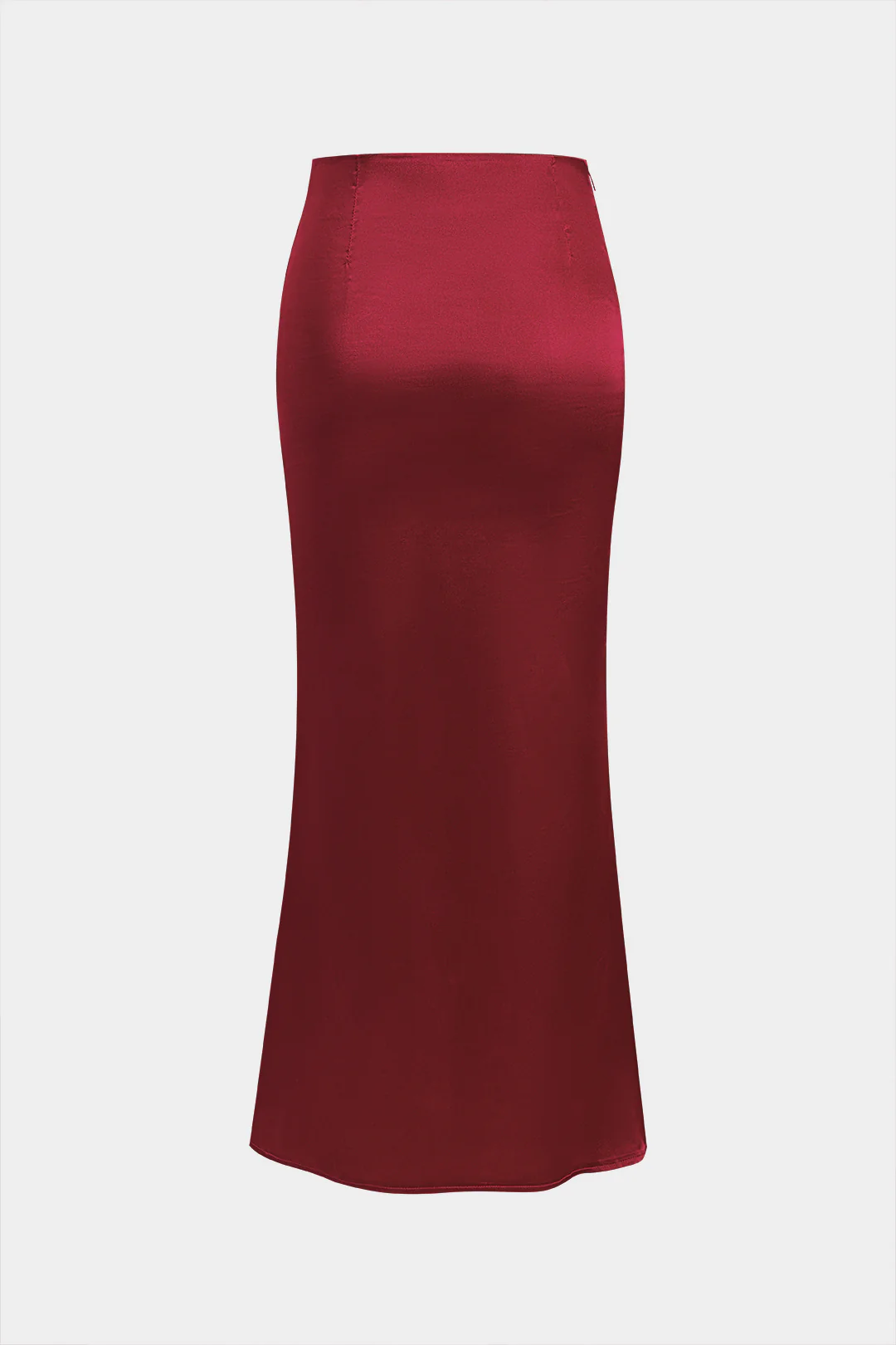 Solid Satin Zippered Skirt