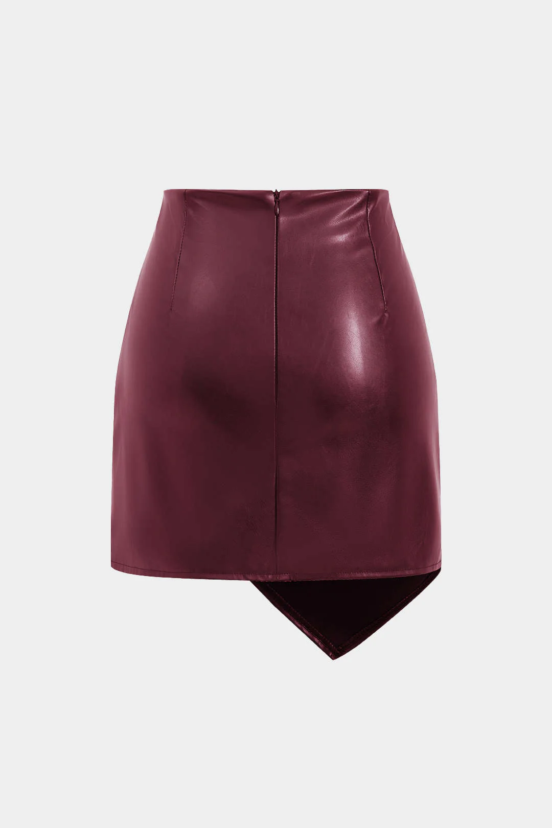 Asymmetrical Faux Leather Ruffled Skirt