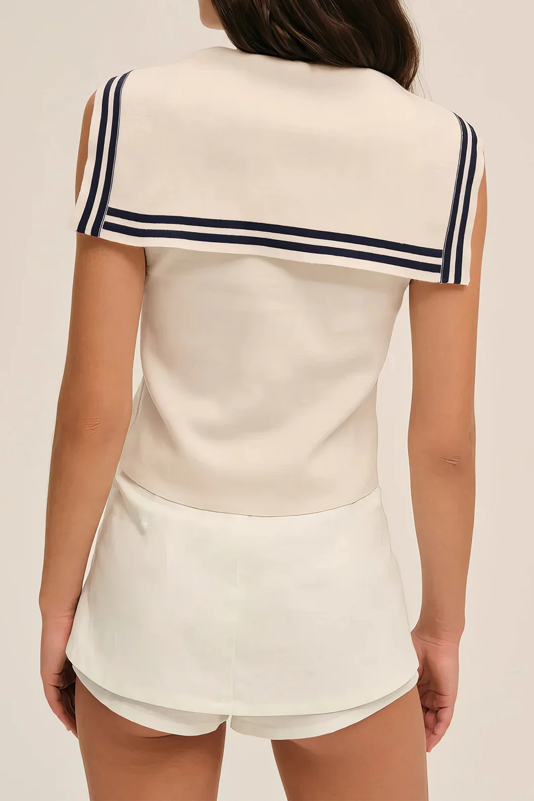 Knit V-Neck Contrast Button Tank Top