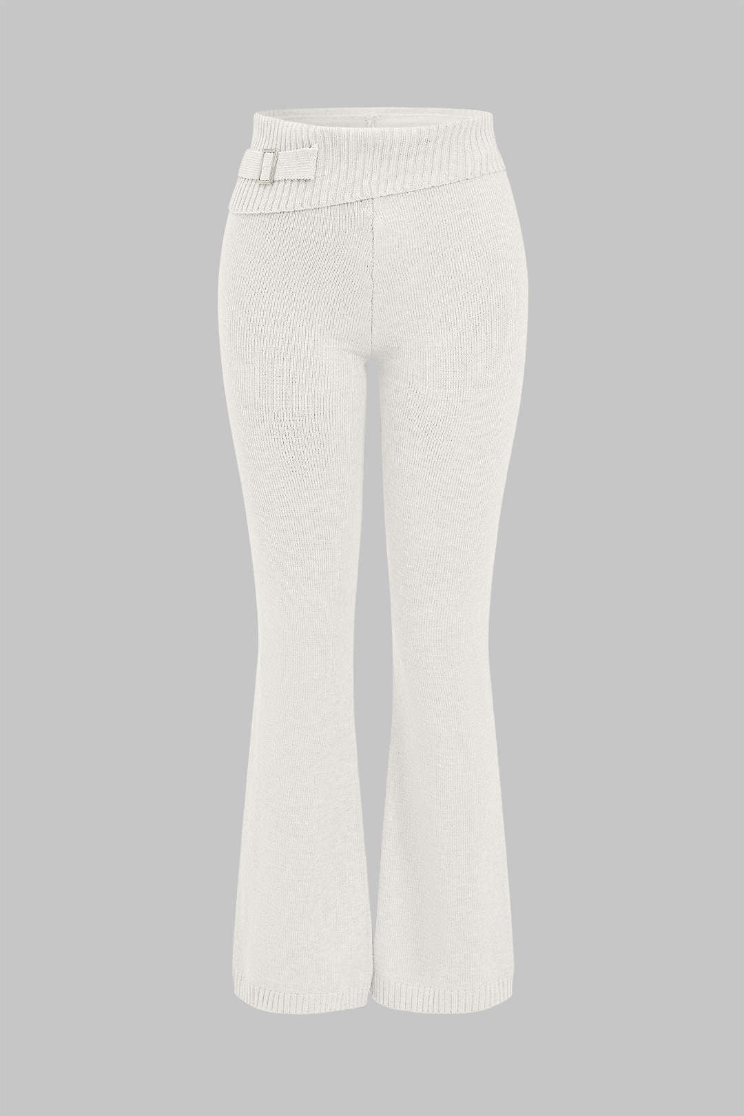 Solid Knit Hooded Top and Asymmetrical Pants Combo