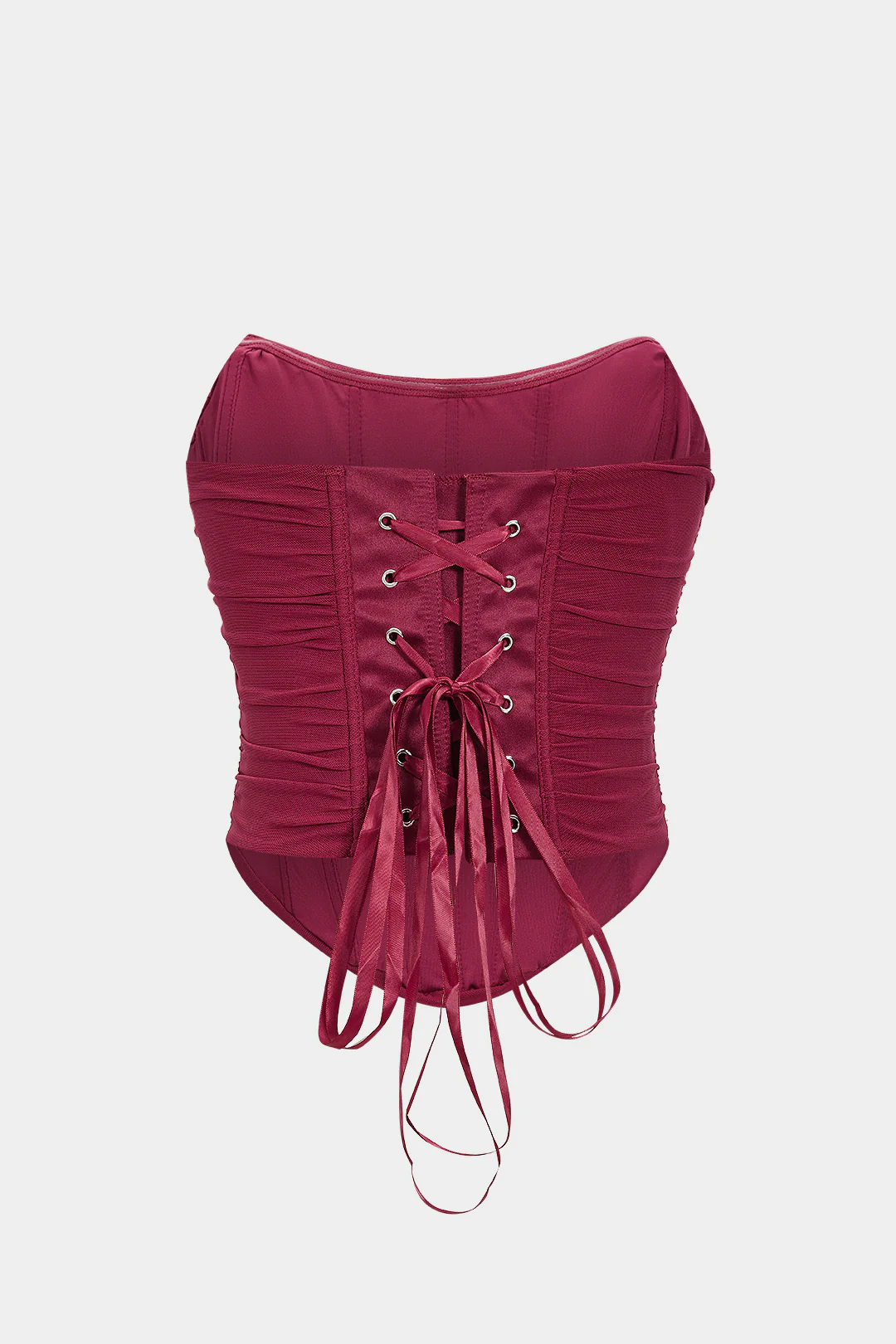 Corset Ruched Tie-Back Tube Top