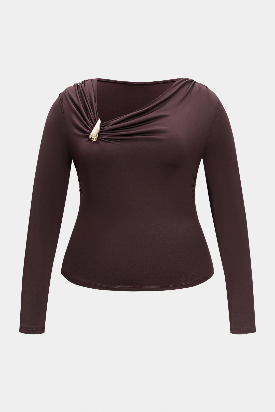 Large Size Metallic Asymmetrical Long Sleeve Top