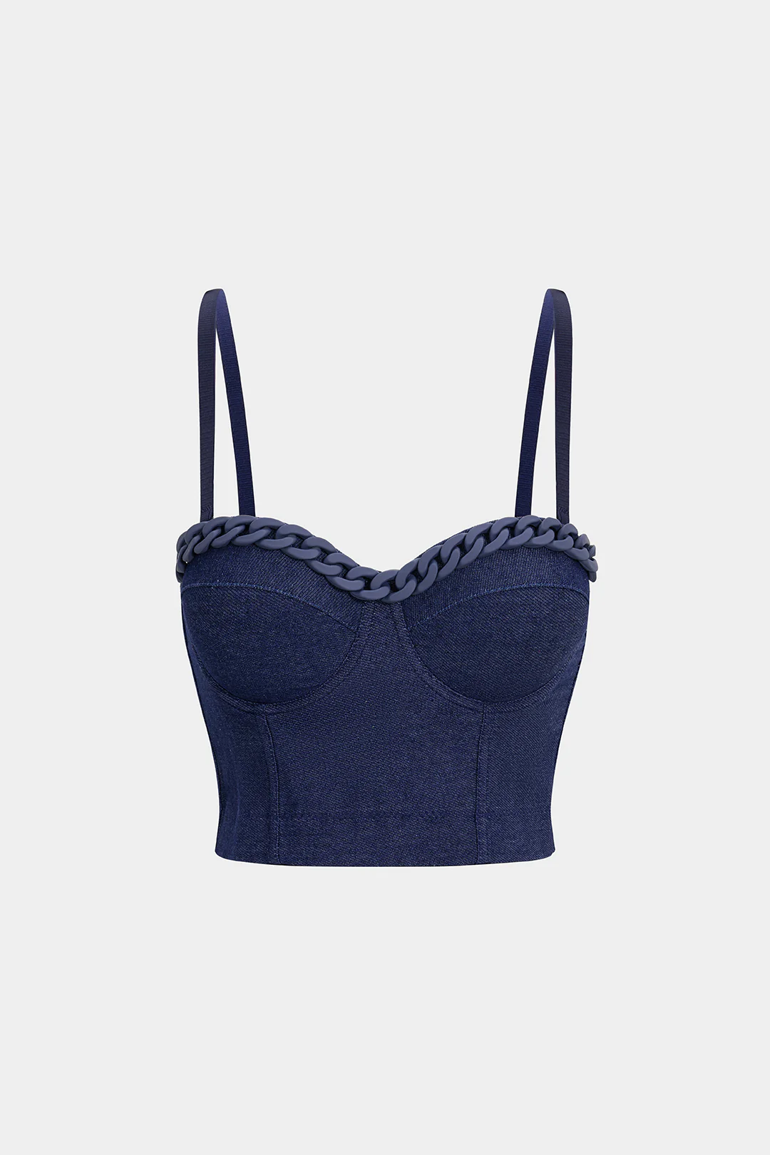 Denim Detachable Chain Corset Tube Top