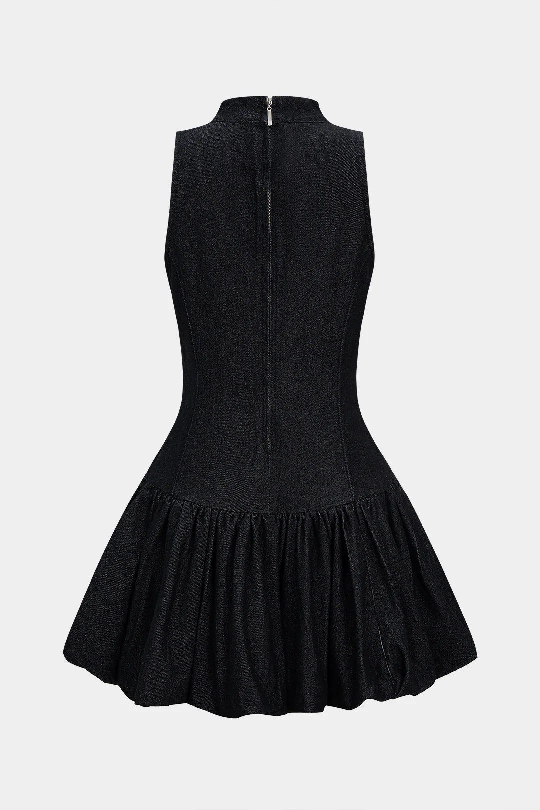 Denim Ruched Sleeveless Mini Dress