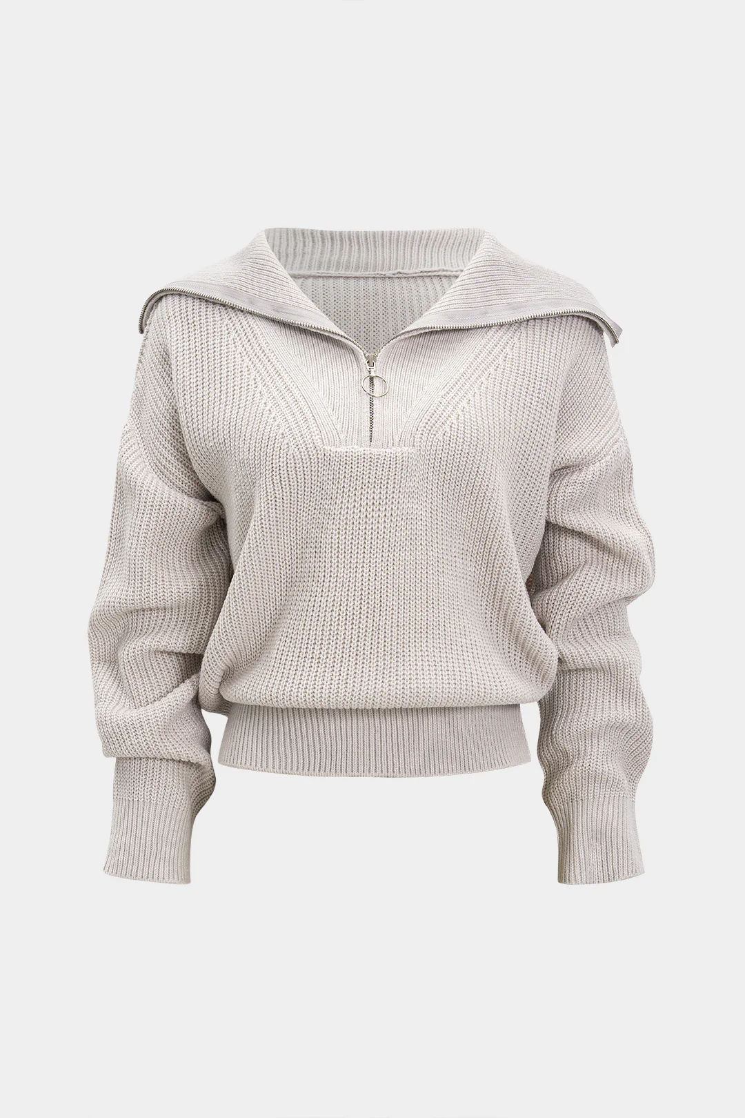 Knit V-Neck Long-Sleeve Top