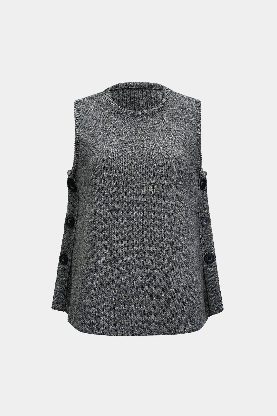 Solid Side Button Knit Vest