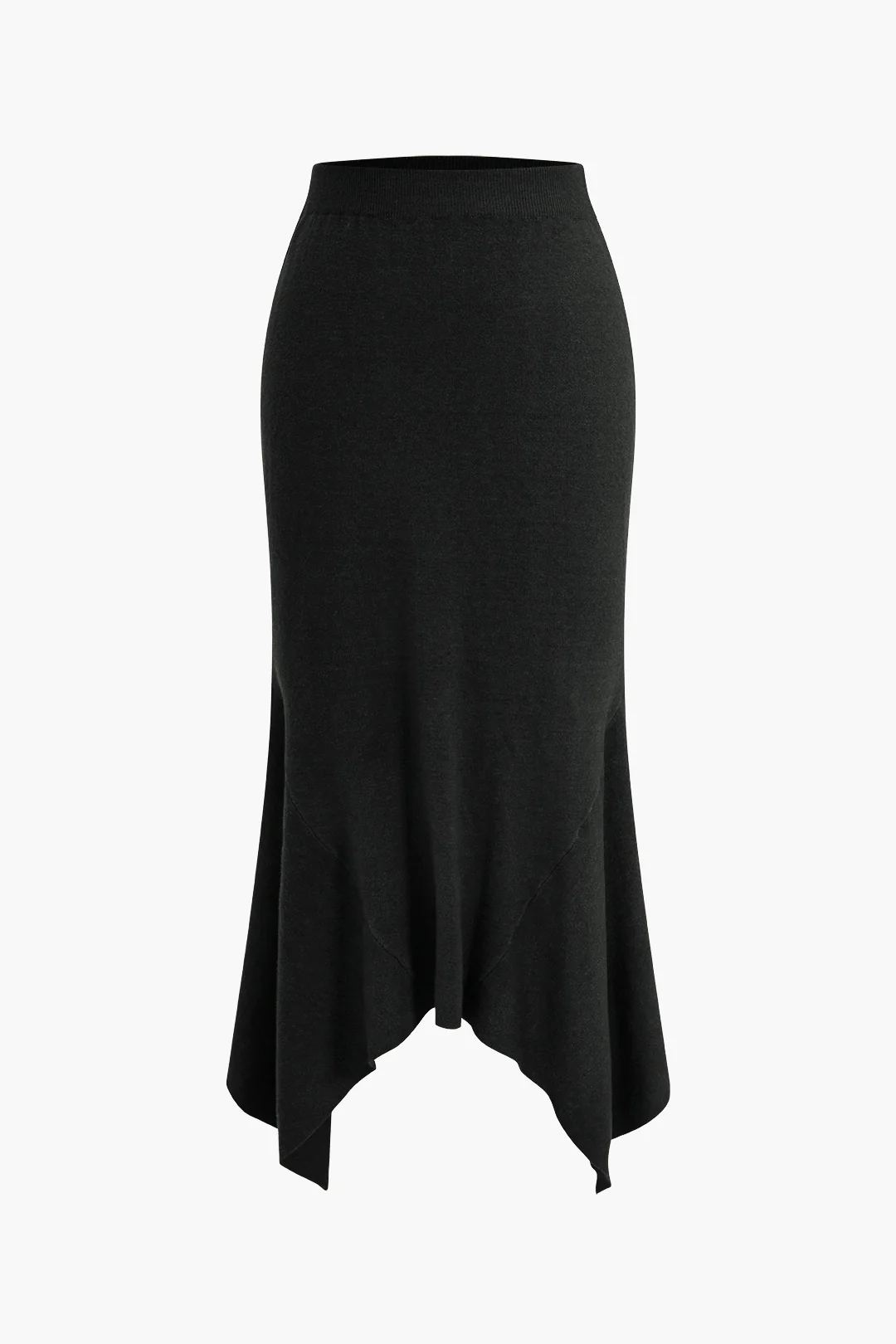 Solid Sweater Asymmetric Skirt