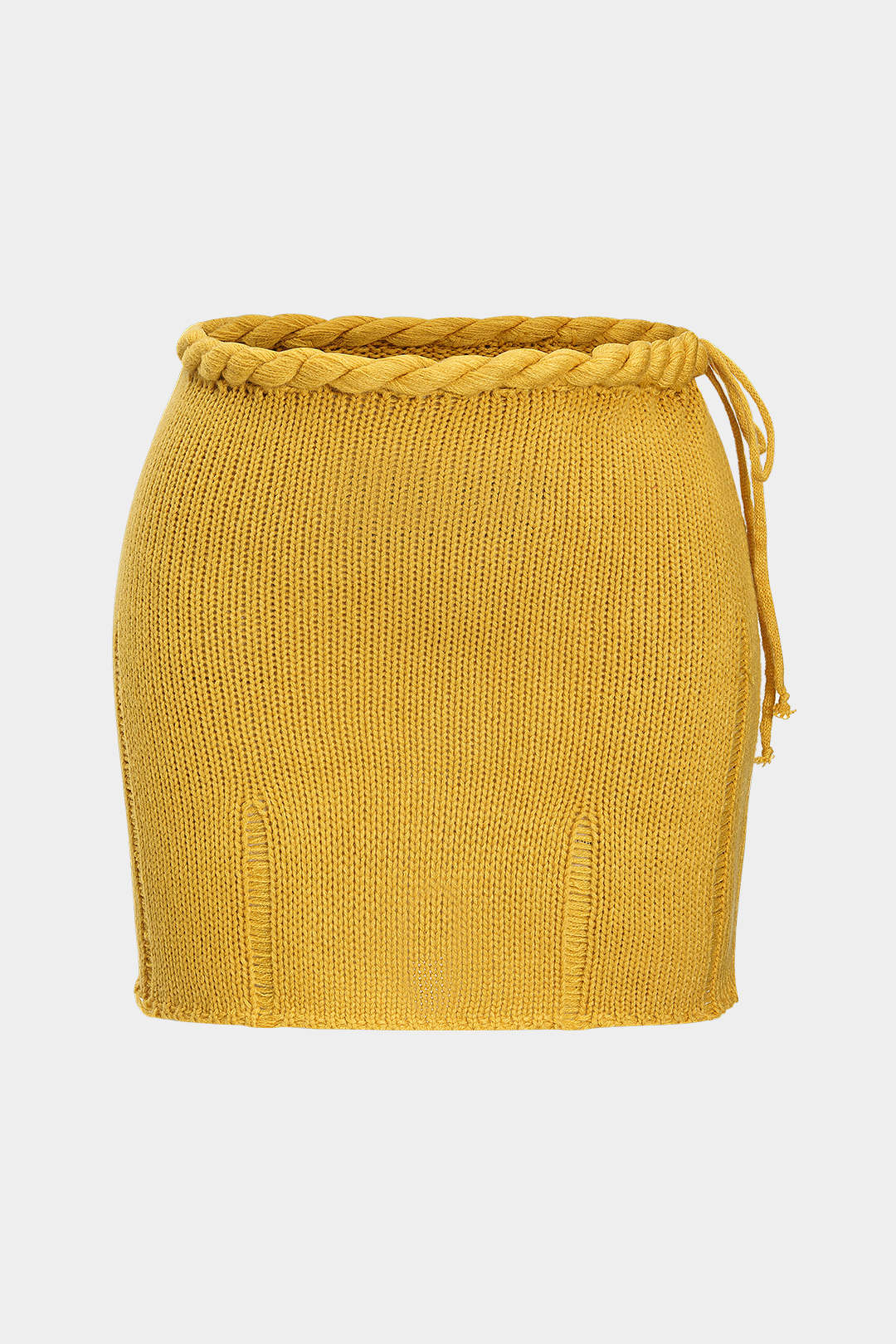 Plus Size Knitted Braided Trim Tie-Up Skirt