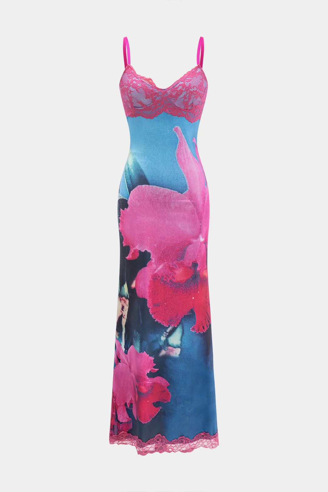 Floral Print Patchwork Sleeveless Midi Dress