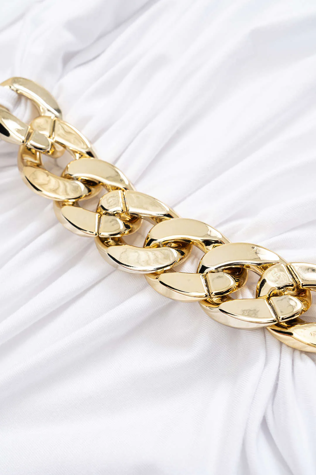 Asymmetrical Ruched Chain Side Slit Skirt