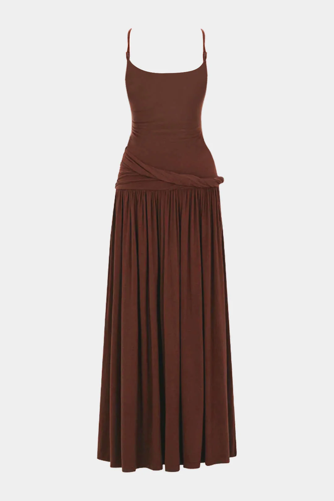 Twisted Asymmetrical Slip Sleeveless Maxi Dress