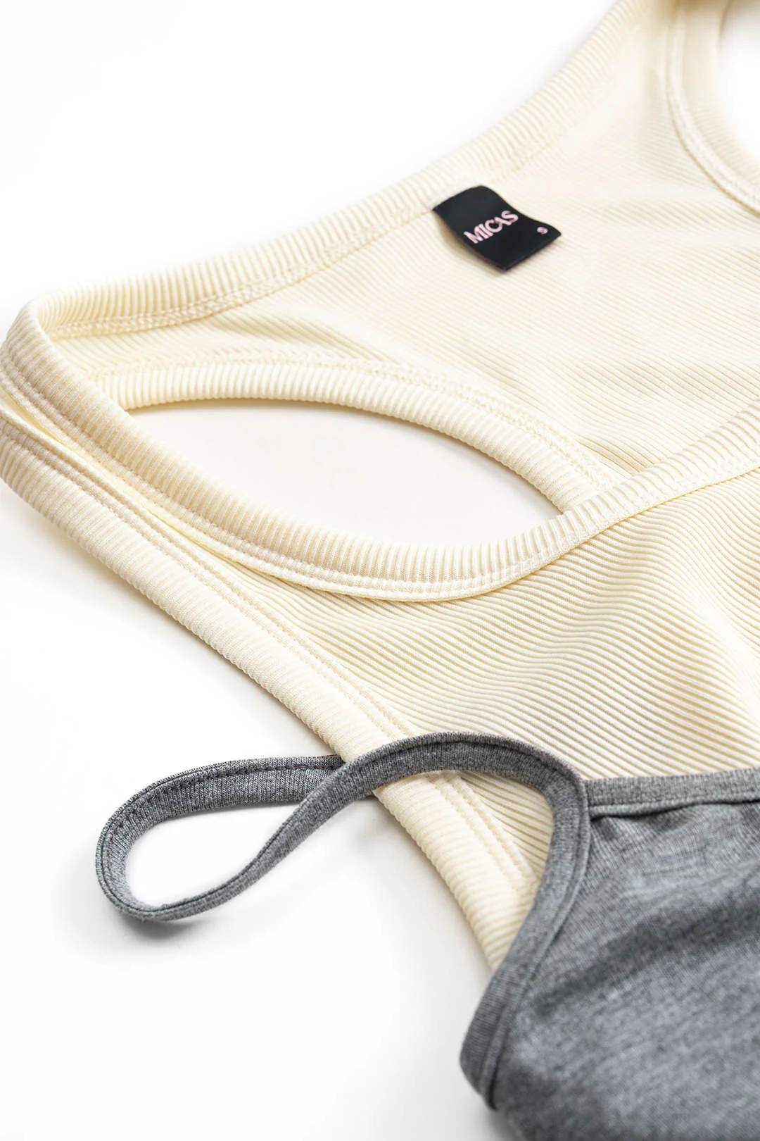 Patchwork Tank Top And Double Waistband Drawstring Skirt Set