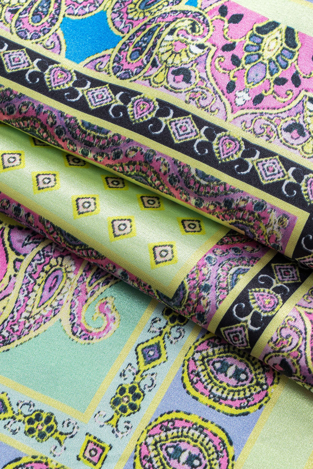 Satin Ruched Slip Mini Dress and Paisley Print Wide Leg Trousers Ensemble