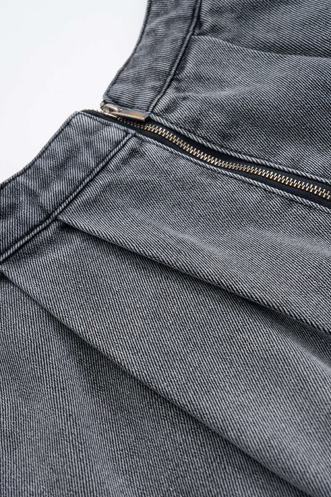 Denim Puff Hem Mini Skirt