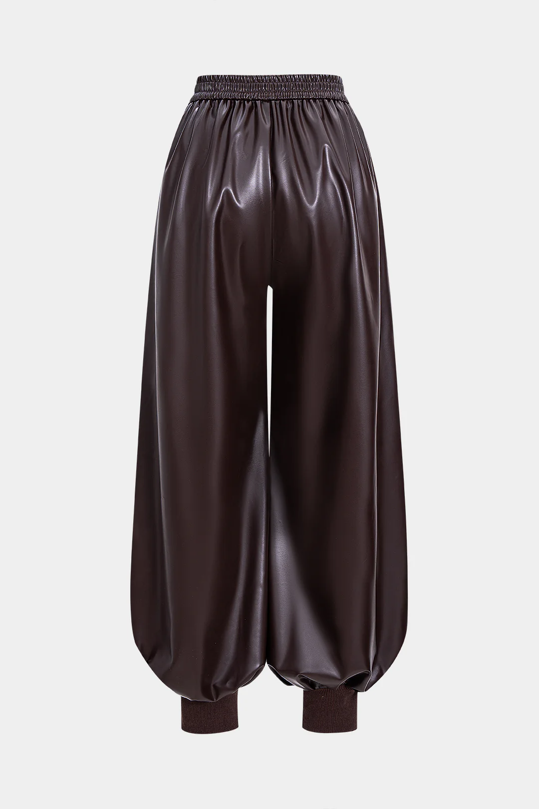 Faux Leather Patchwork Lantern Trousers