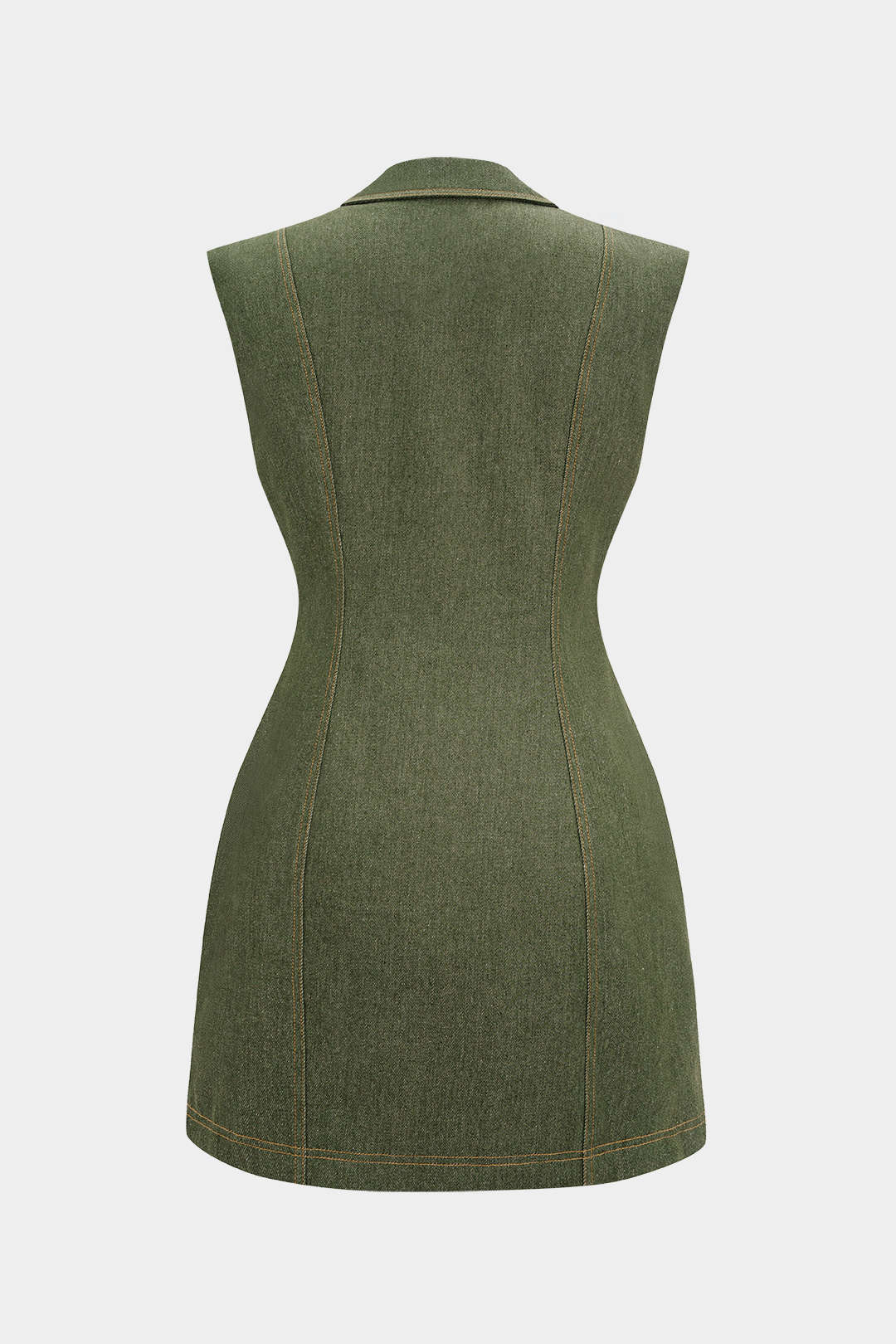 Denim Metallic Button Asymmetrical Sleeveless Mini Dress