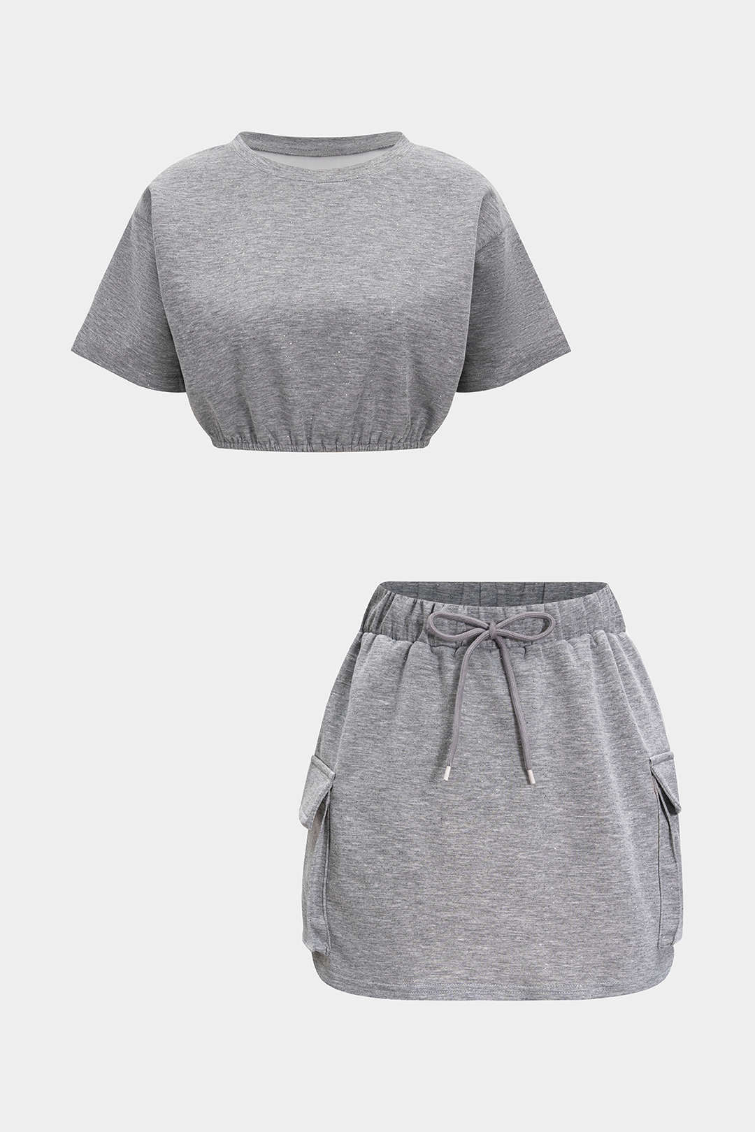 Cropped Loose T-Shirt And Skirt Set