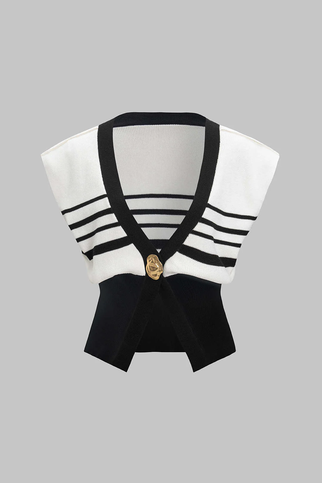 Knit Contrast Metallic Button V-Neck Tank Top