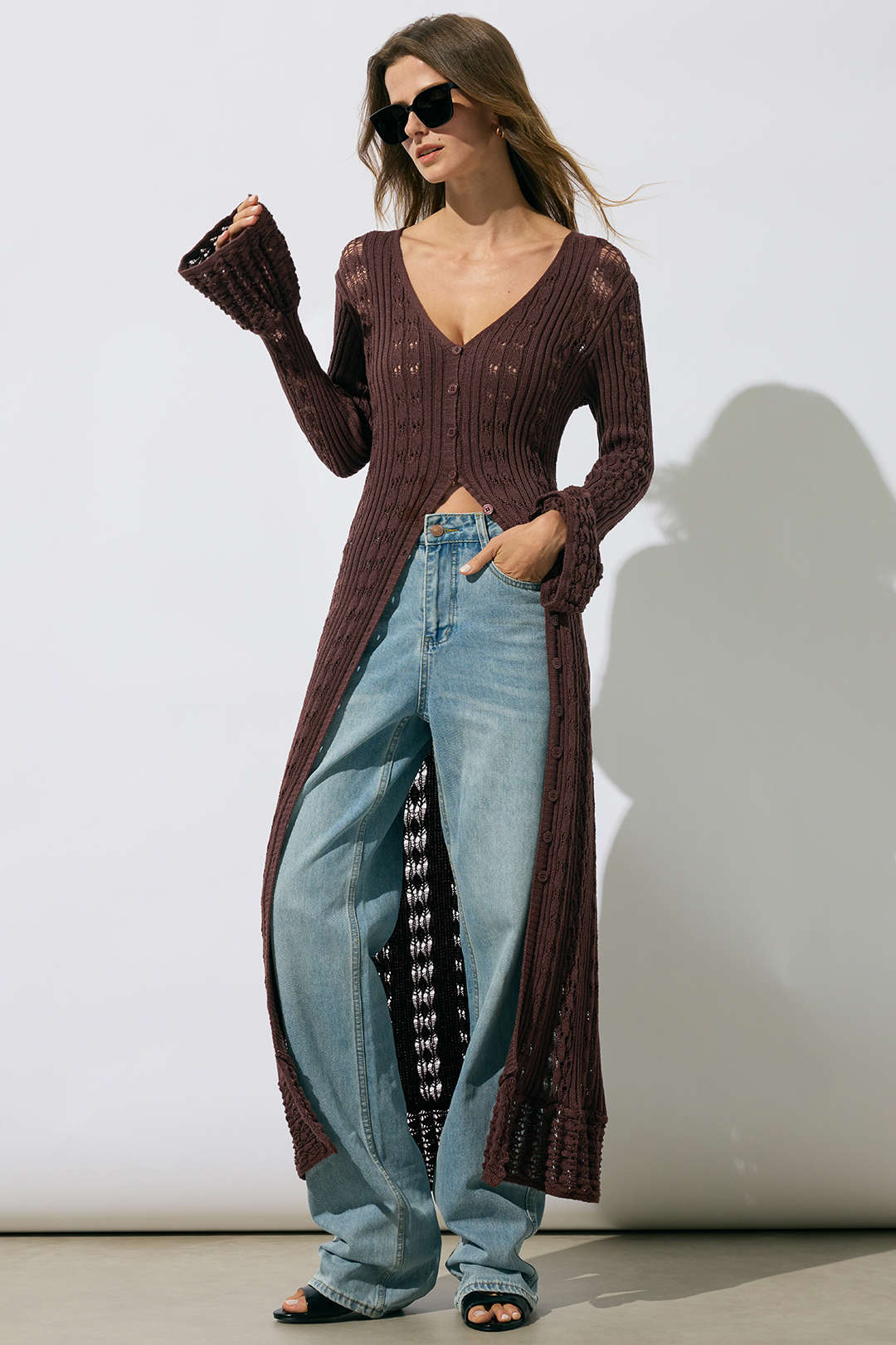 Knit Cut Out Button Ruffle Short Sleeve Dress