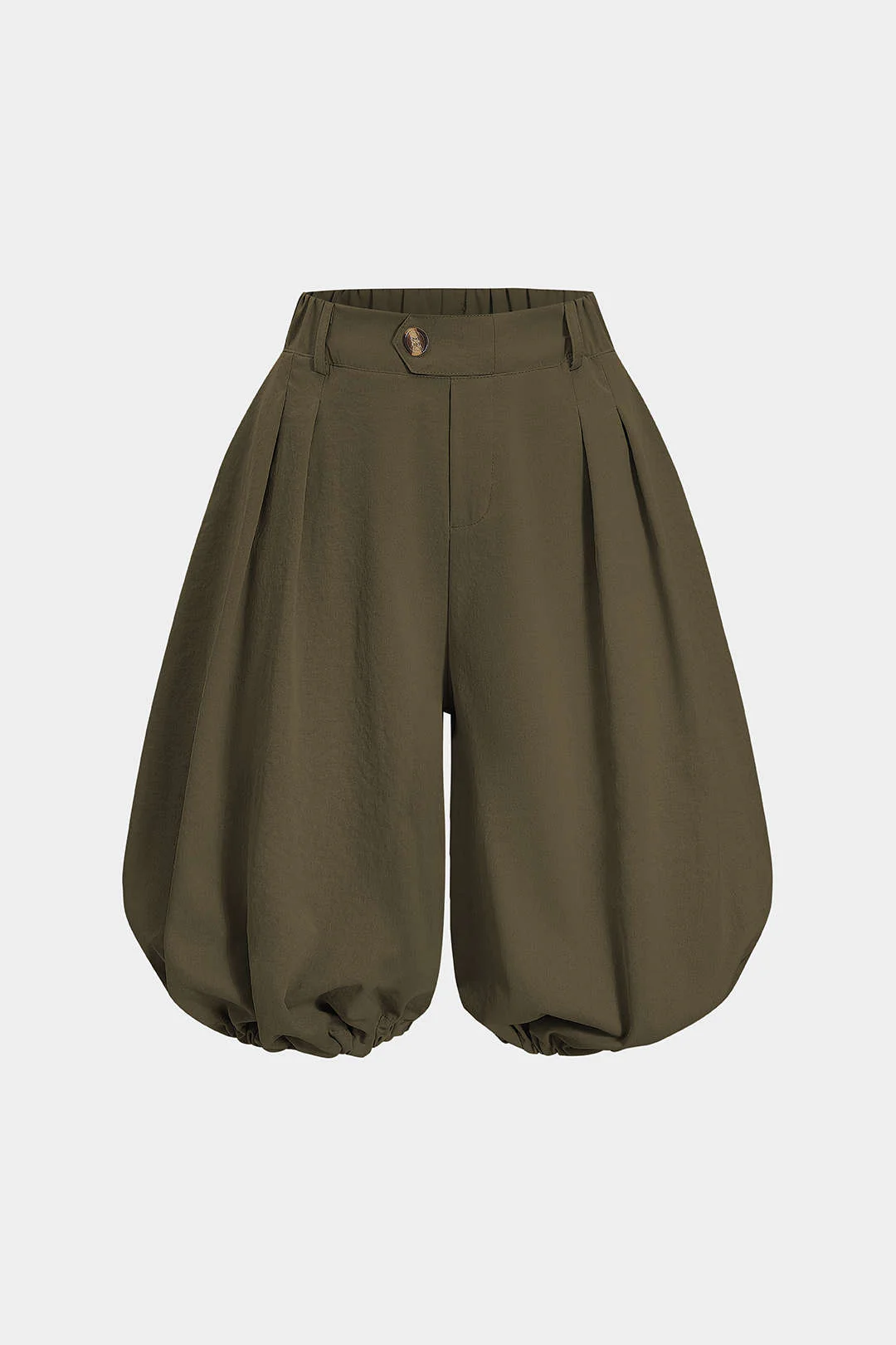 Solid Pleated Lantern Shorts