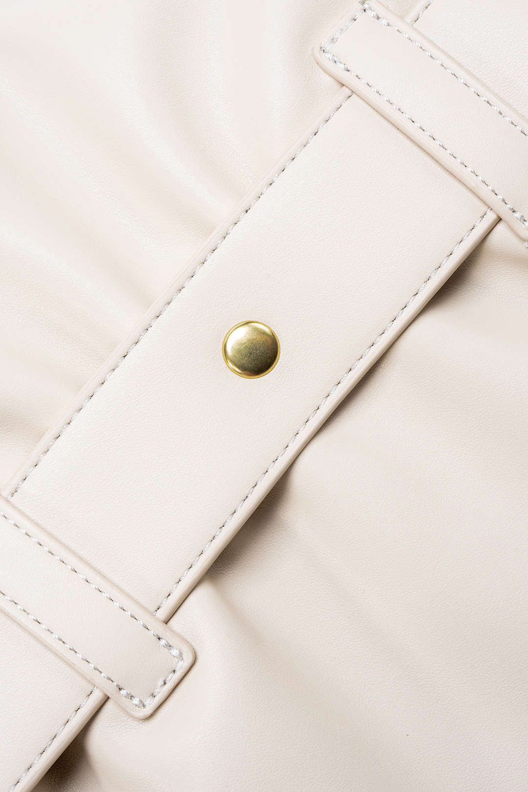 Leather Ruched Belt Buckle Tote Bag