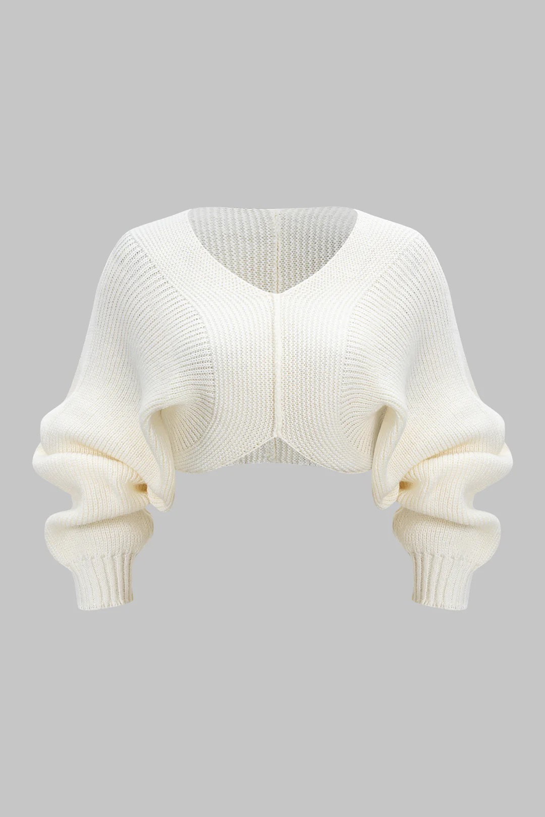 Knit V-Neck Long-Sleeve Top