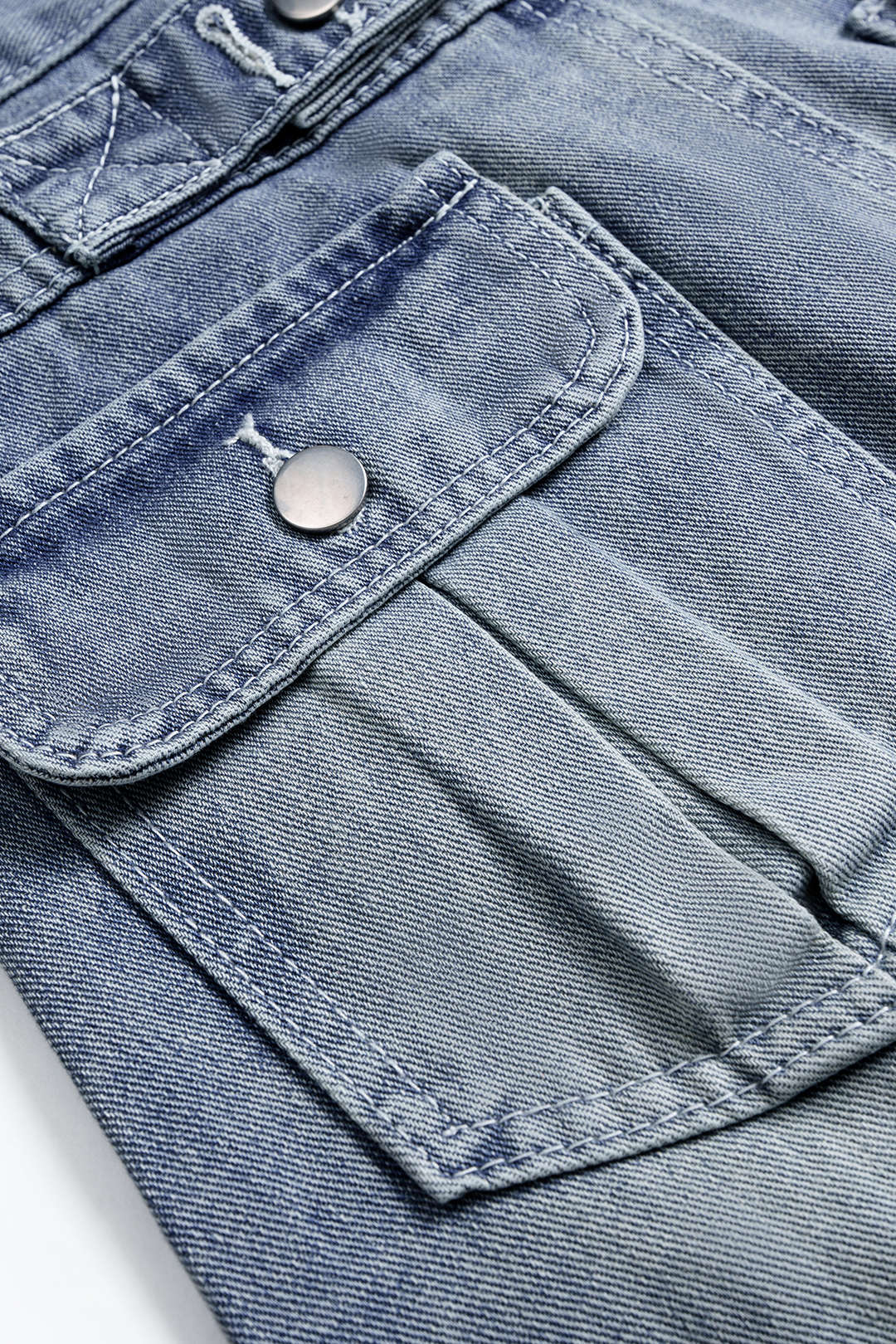 High Waist Belted Frayed Denim Skirt